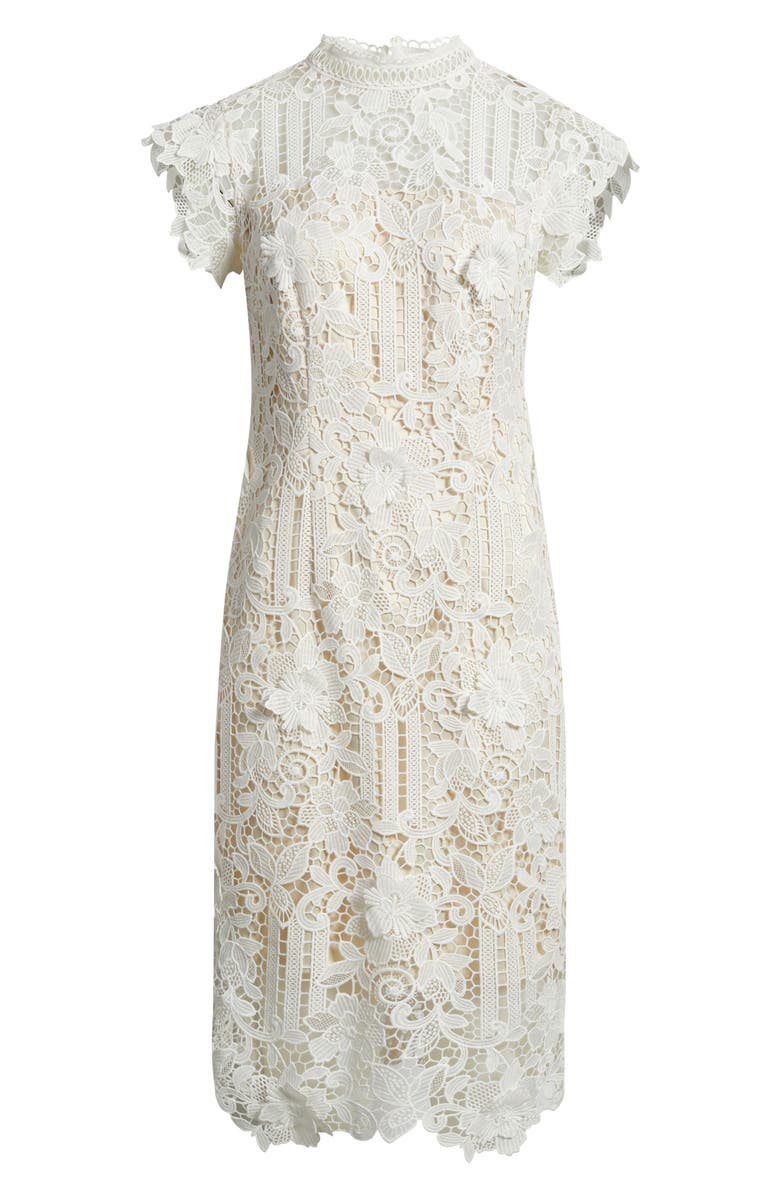Eliza J Floral Appliqué Lace Sheath Dress, Alternate, color, Ivory