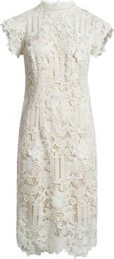 Eliza J Floral Appliqué Lace Sheath Dress