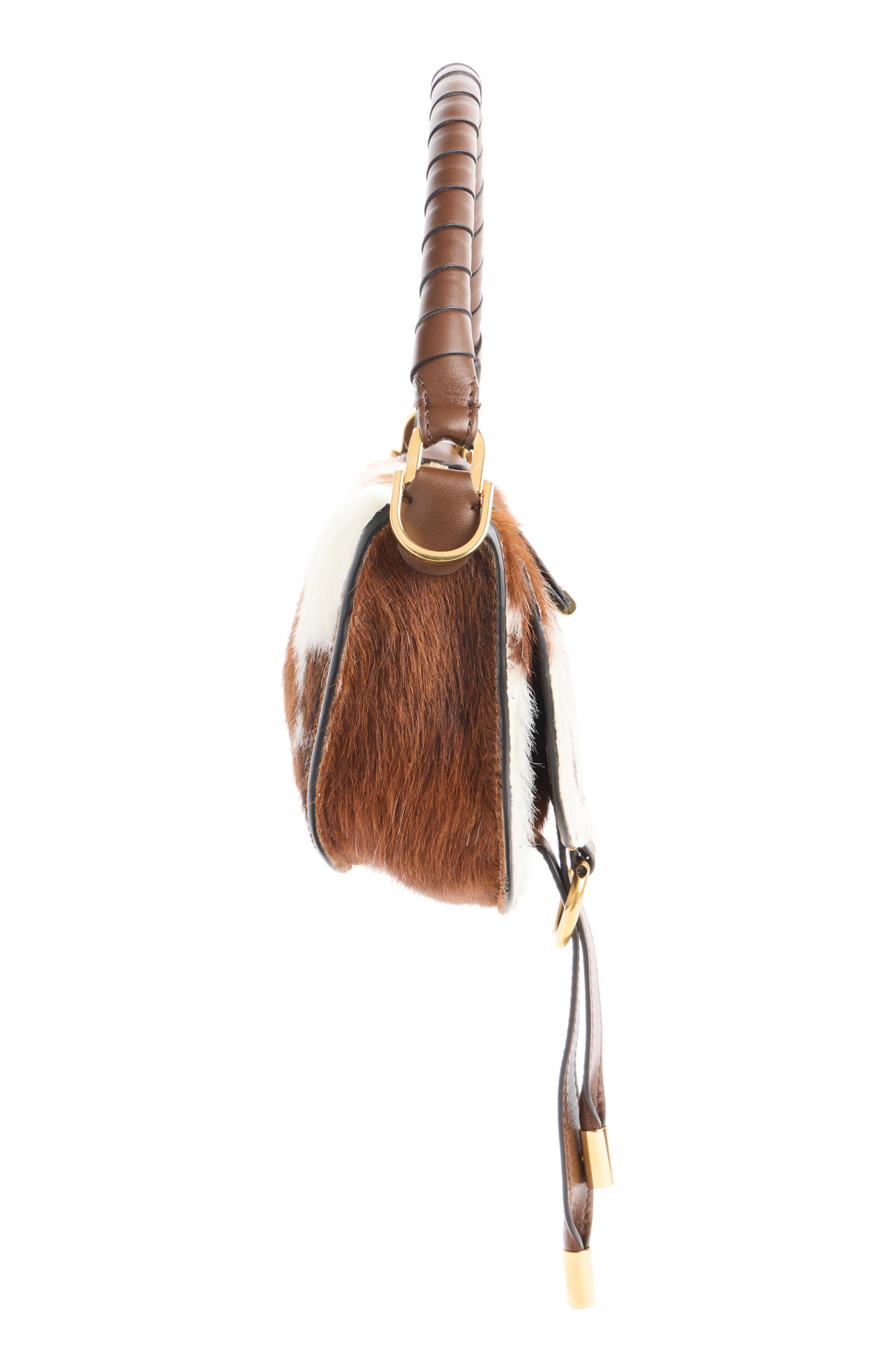 Marcie Genuine Calf Hair Shoulder Bag, Alternate, color, CHOCOLATE