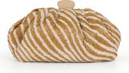 Jewel Badgley Mischka Indigo Tiger Jacquard Raffia Pouch Clutch