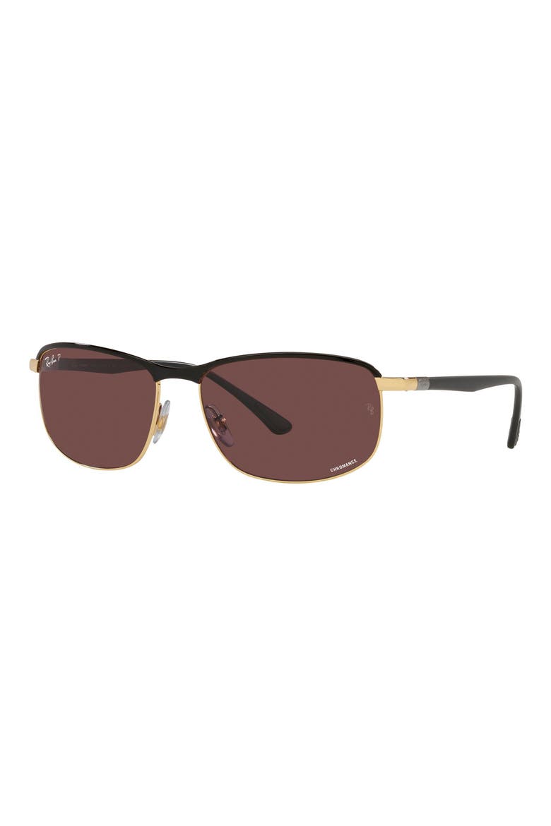 Chromance 60mm Polarized Pillow Sunglasses, Alternate, color, BLACK GOLD
