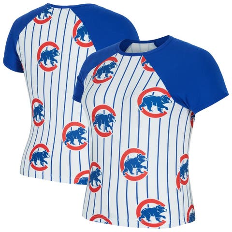 Women's Concepts Sport  White Chicago Cubs Outbound Pinstripe Raglan T-Shirt