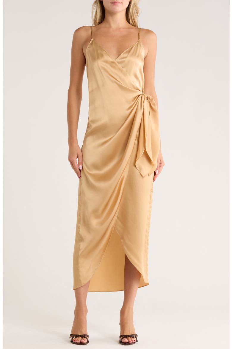 Amilia Silk Wrap Maxi Dress, Main, color, LATTE