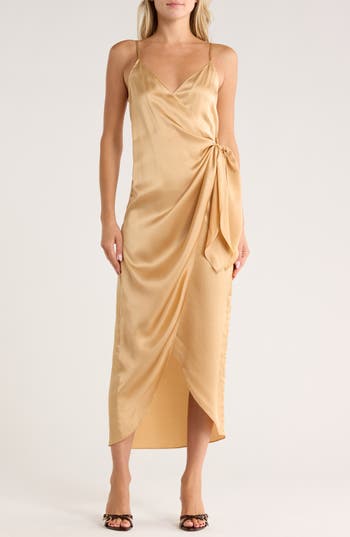 L Agence L'agence Amilia Silk Wrap Maxi Dress In Brown