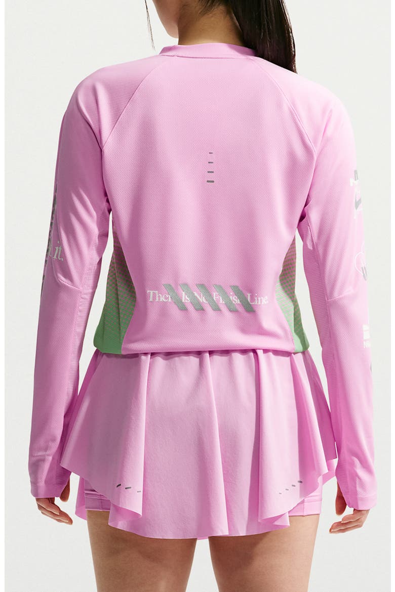 Graphic Long Sleeve Performance T-Shirt, Alternate, color, PINK RISE/ ILLUSION GREEN