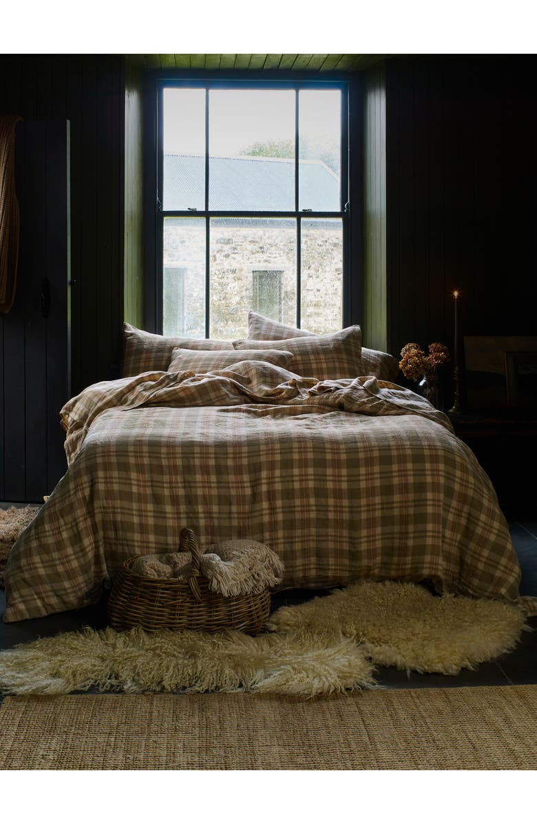 PIGLET IN BED Check Linen Duvet Cover, Alternate, color,