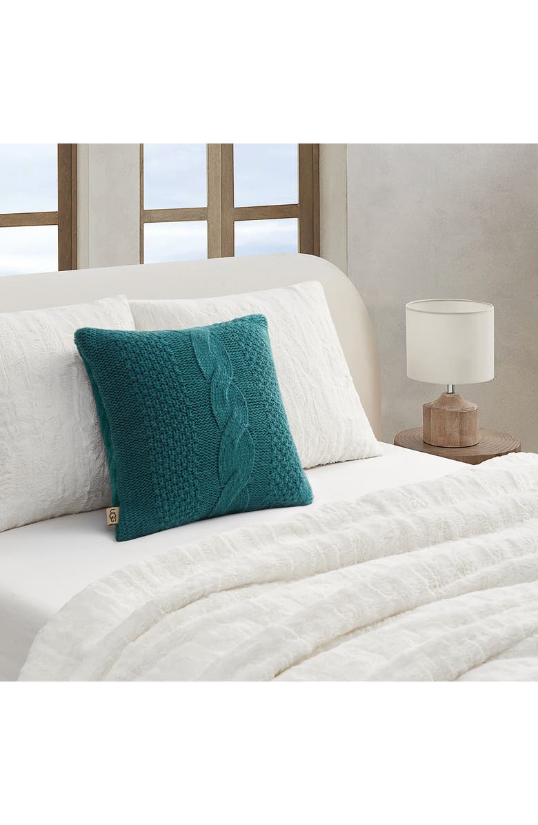 UGG<sup>®</sup> Erie Cable Knit Accent Pillow, Alternate, color, Chlorophyll