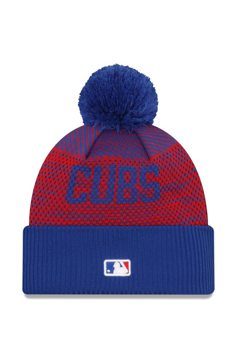 New Era Men's New Era Royal Chicago Cubs Authentic Collection Sport Cuffed Knit Hat with Pom, Alternate, color, 