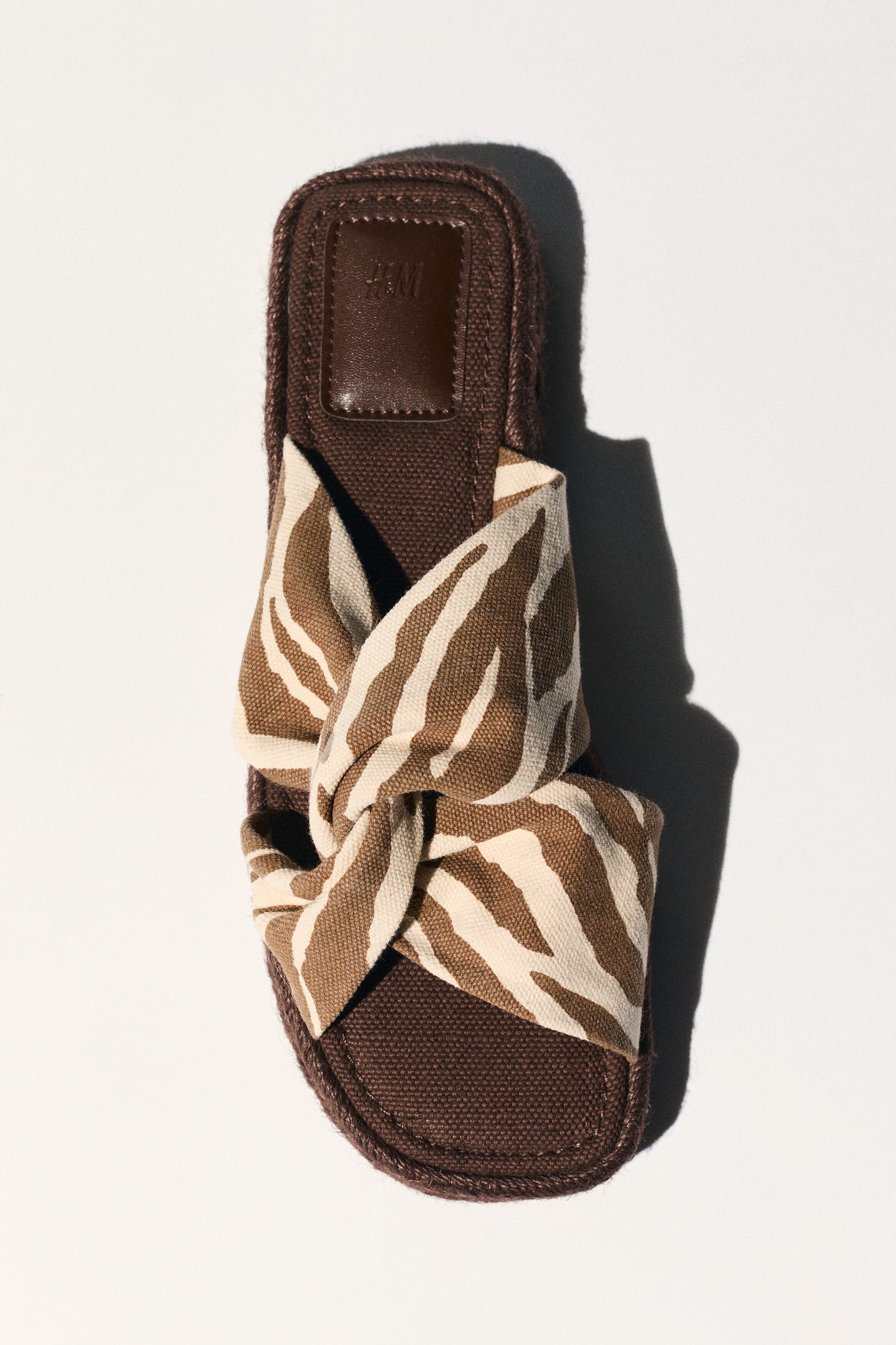 H&M Cotton espadrille sandals, Main, color, Light Beige/Zebra Print