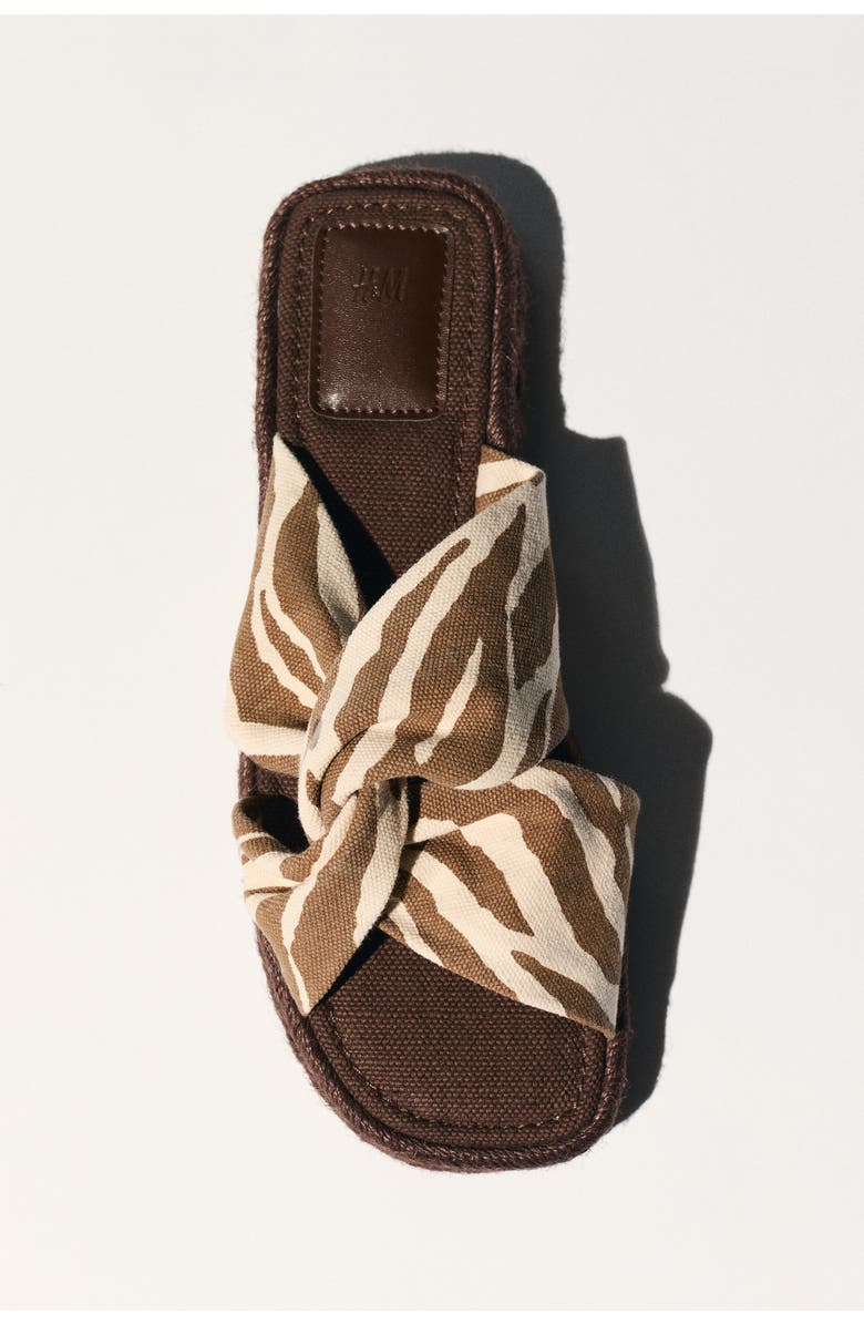 H&M Cotton espadrille sandals, Main, color, Light Beige/Zebra Print