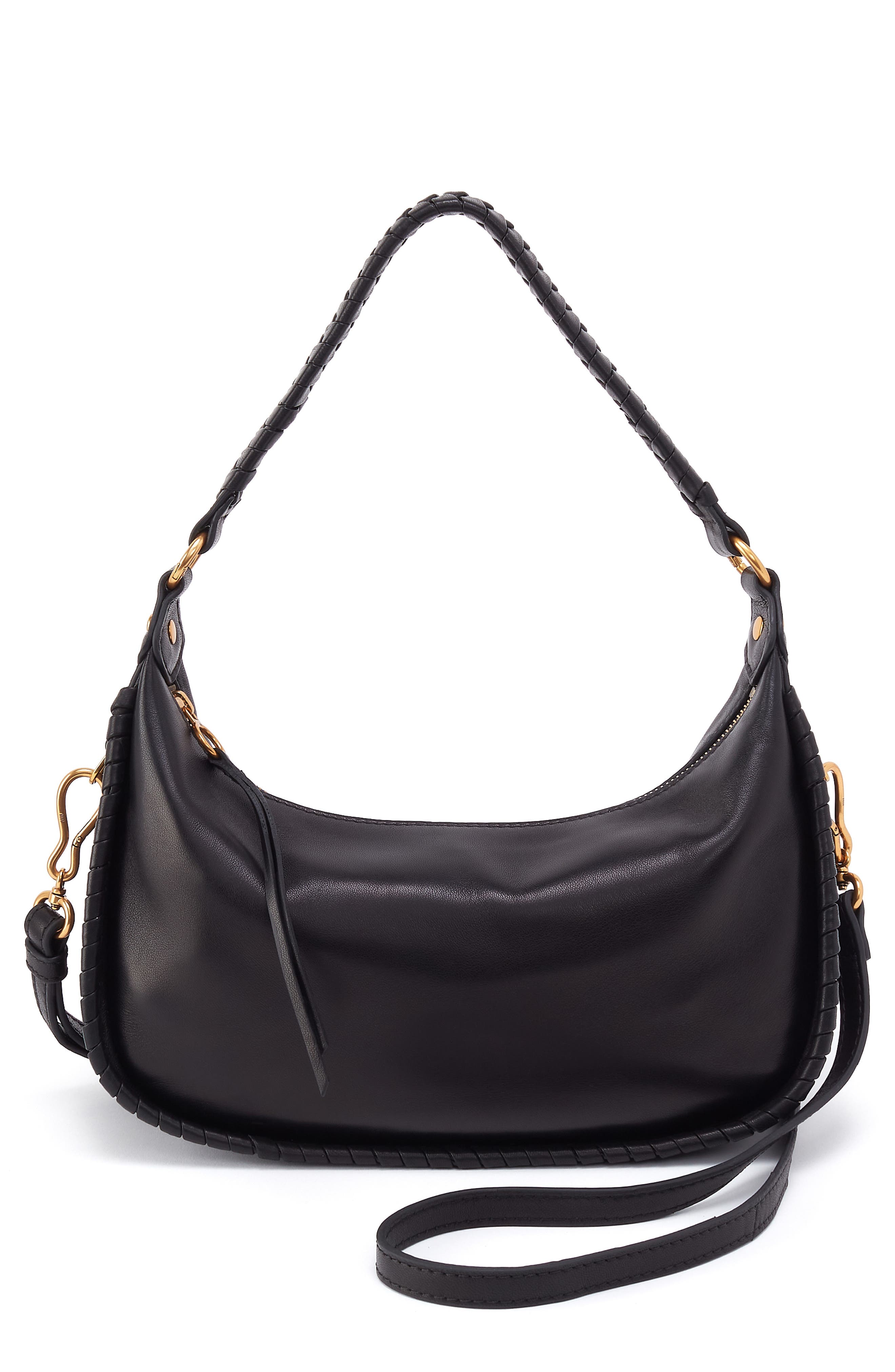 HOBO Mia Leather Crescent Hobo, Main, color, Black