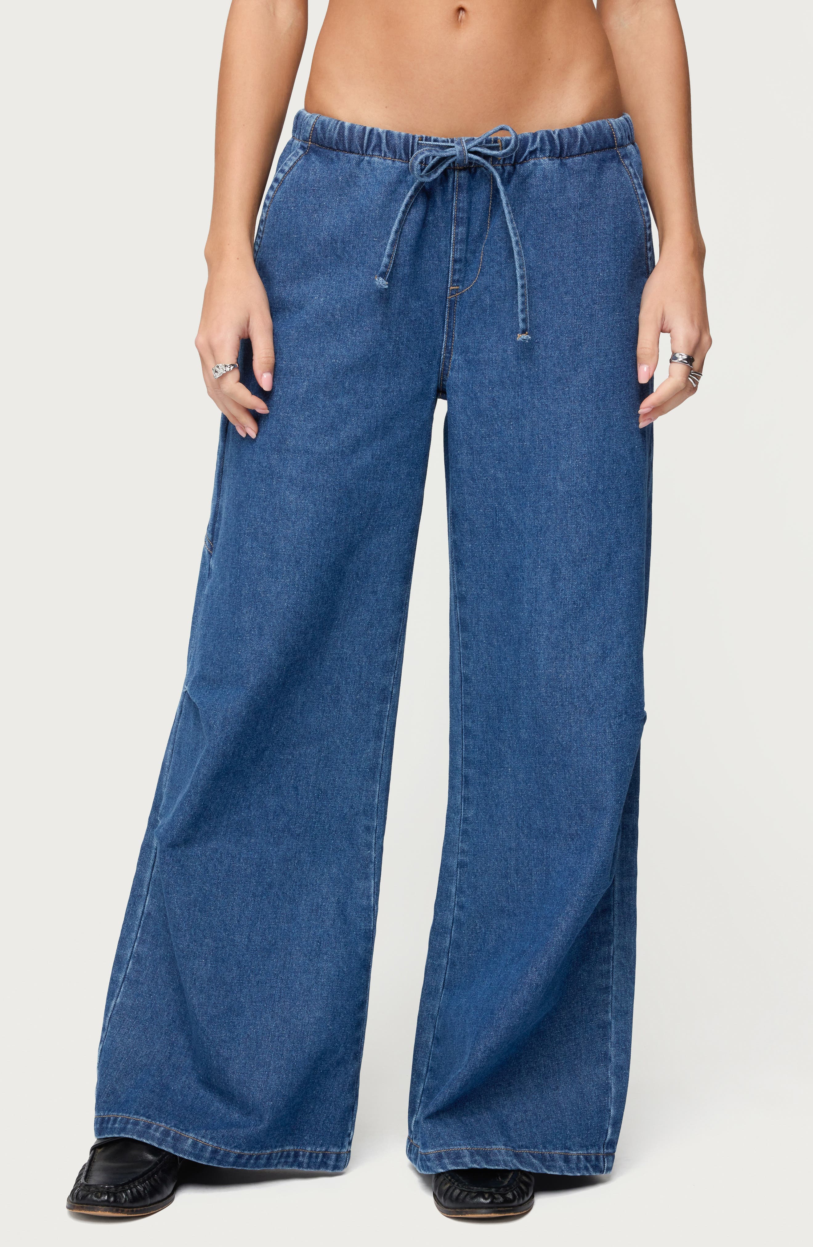 Vicky Low Rise Wide Leg Drawstring Jeans