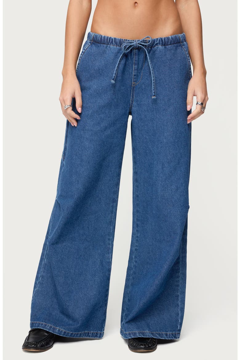 Vicky Low Rise Wide Leg Drawstring Jeans, Main, color, DARK-BLUE-WASHED