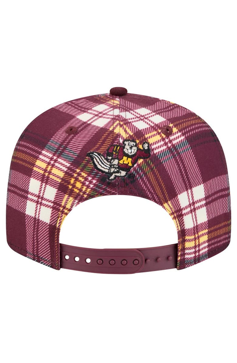 New Era Men's New Era Maroon Minnesota Golden Gophers Plaid 9FIFTY Snapback Hat, Alternate, color, Maroon