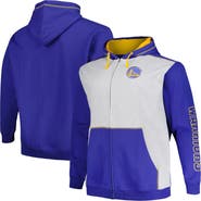 FANATICS Men's Fanatics Branded Royal/Heather Gray Golden State Warriors Big & Tall Contrast Pieced Stitched Full-Zip Hoodie