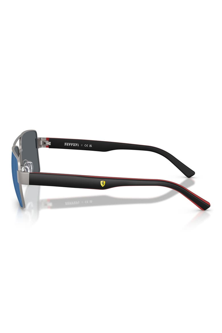 59mm Rectangular Sunglasses, Alternate, color, MATTE GUNMETAL / MIRROR BLUE