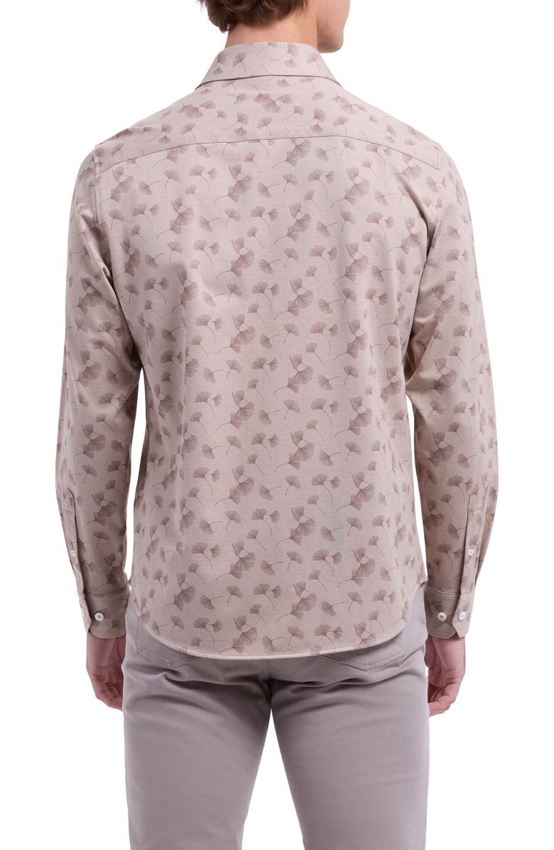 Bugatchi James OoohCotton<sup>®</sup> Floral Twill Button-Up Shirt, Alternate, color, Sand