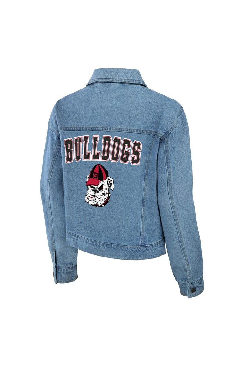 Women's WEAR by Erin Andrews Georgia Bulldogs Button-Up Denim Jacket, Alternate, color, Denim