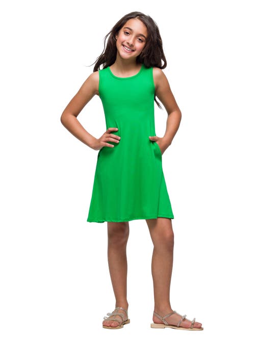 24sevenkid Sleeveless Pocket Swing Dress In Green