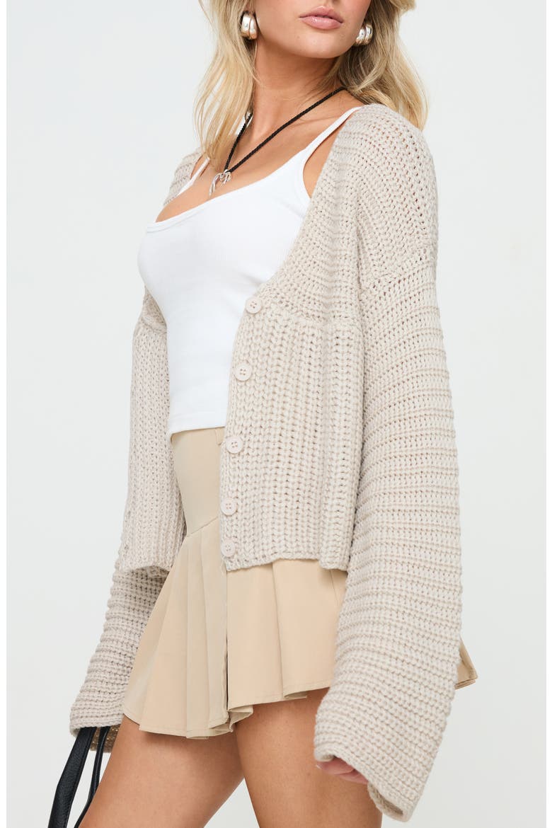 Artha Relaxed Crop Cardigan, Alternate, color, BEIGE