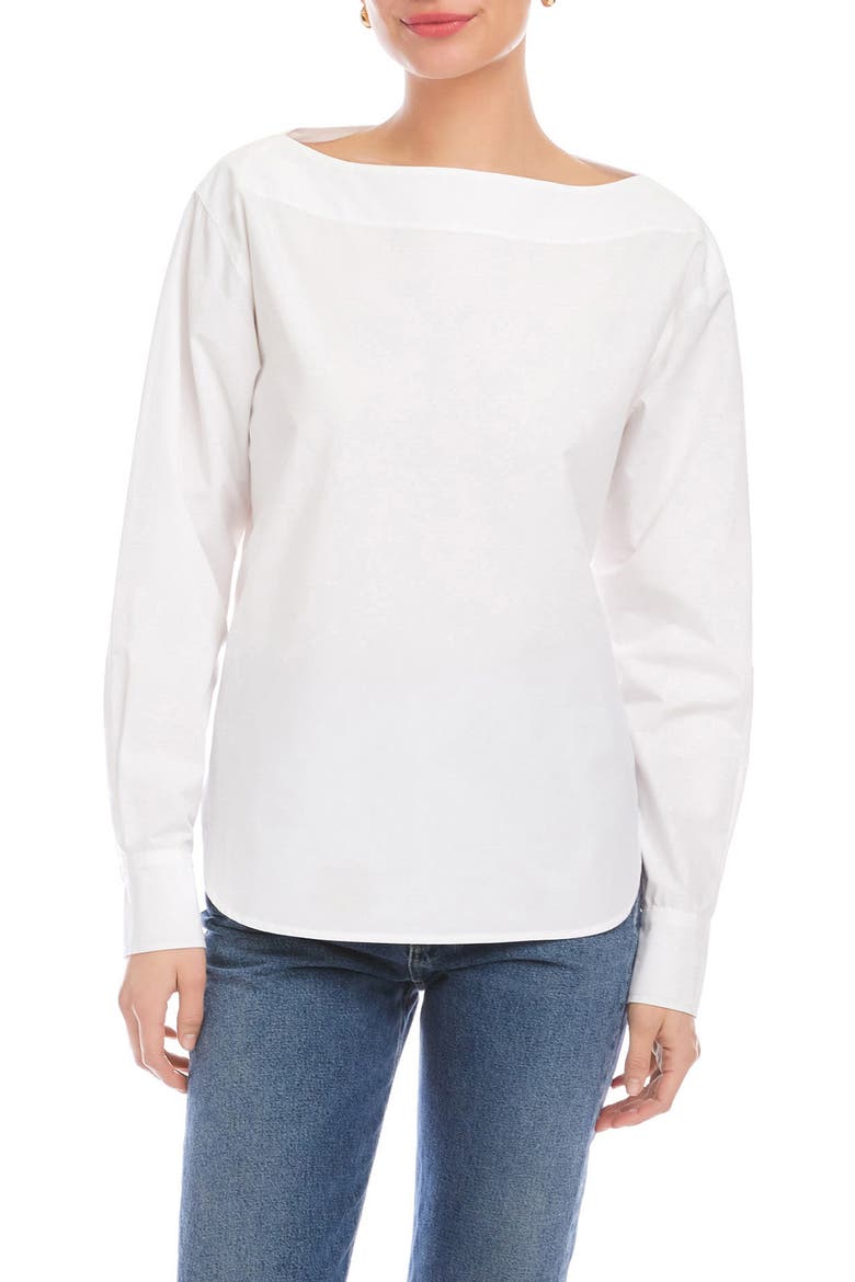 Elyse Boat Neck Cotton Top, Main, color, OFF WHITE
