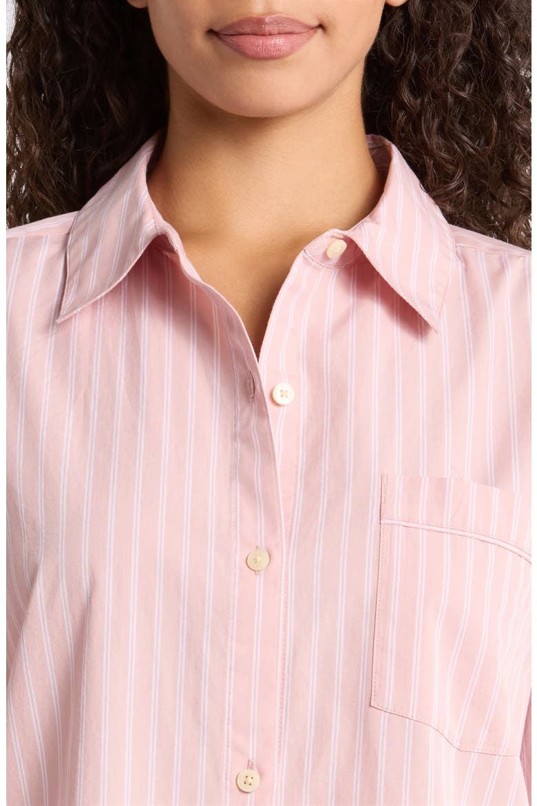 Oversize Stripe Cotton Short Pajamas, Alternate, color, PINK PUFF- WHITE VALLEY STRIPE