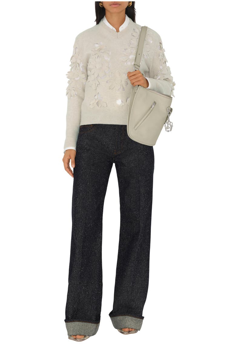 Burberry Cutout Daisy Wool Sweater, Main, color, 