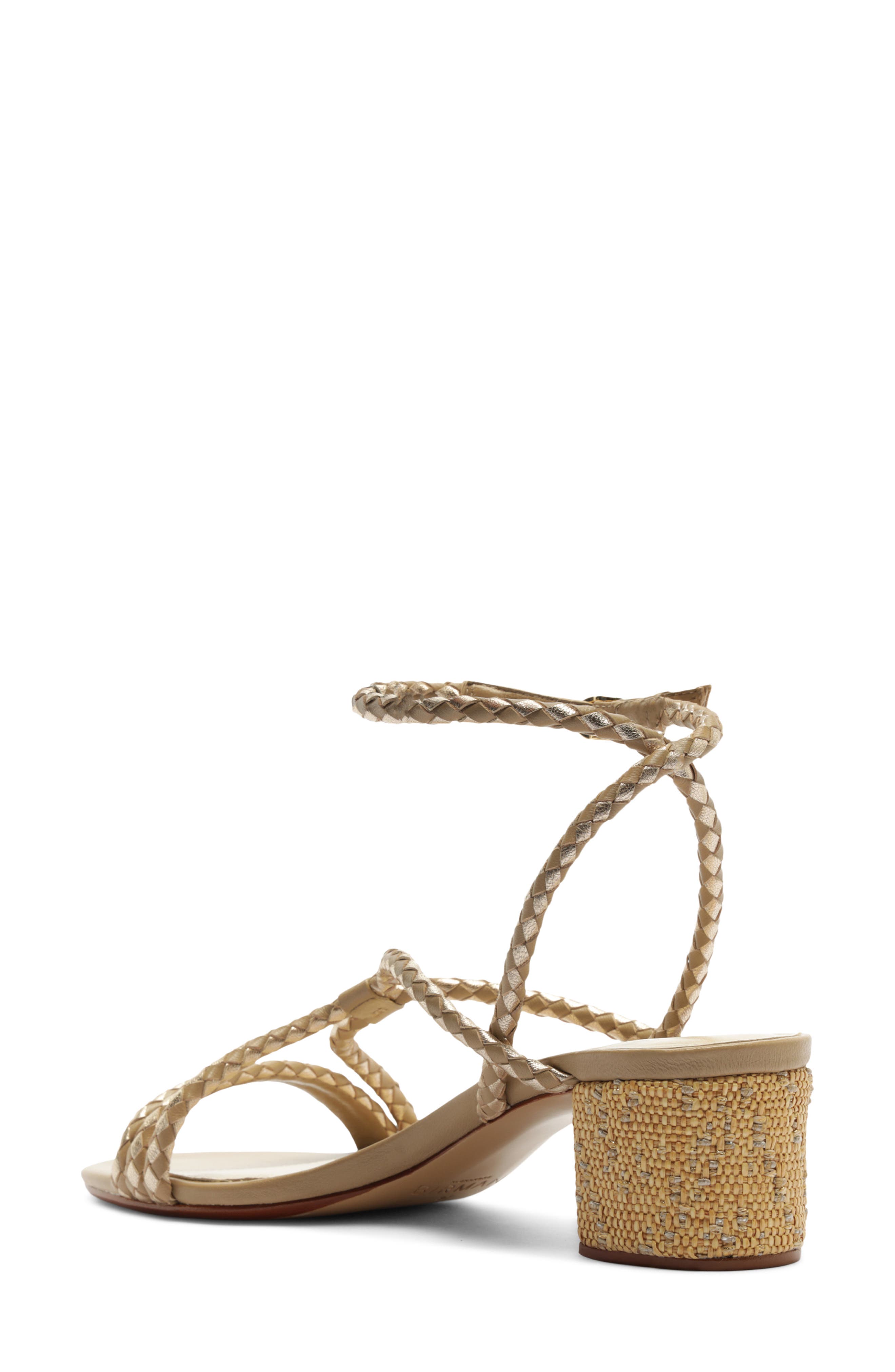 Alexandre Birman Elba Block Heel Sandal, Alternate, color, Semolina/ Golden
