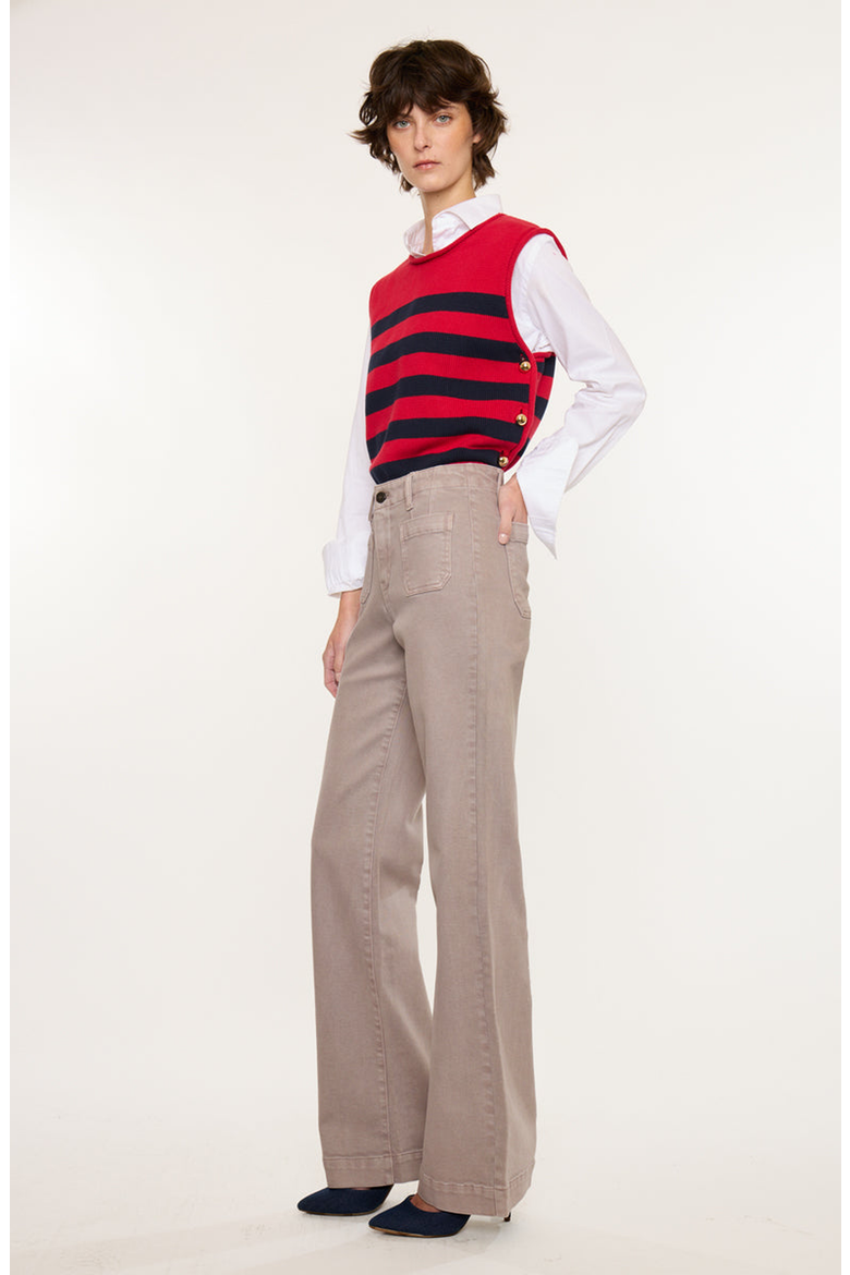 Tracy High Rise Loose Flare Jeans, Alternate, color, Taupe