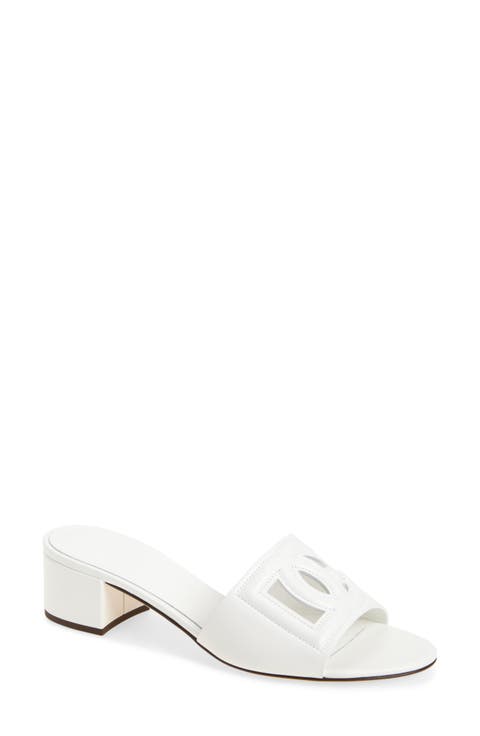 Dolce & Gabbana WHITE HEELED SANDALS ヒール サンダル 高級感 Nappa leather sandals with baroque DG detail in White for