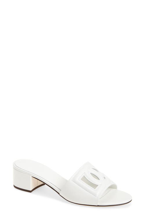 Dolce & Gabbana White Mules With Low Heel And Dg Millennials Detail In Smooth Leather Woman In 80001 Bianco