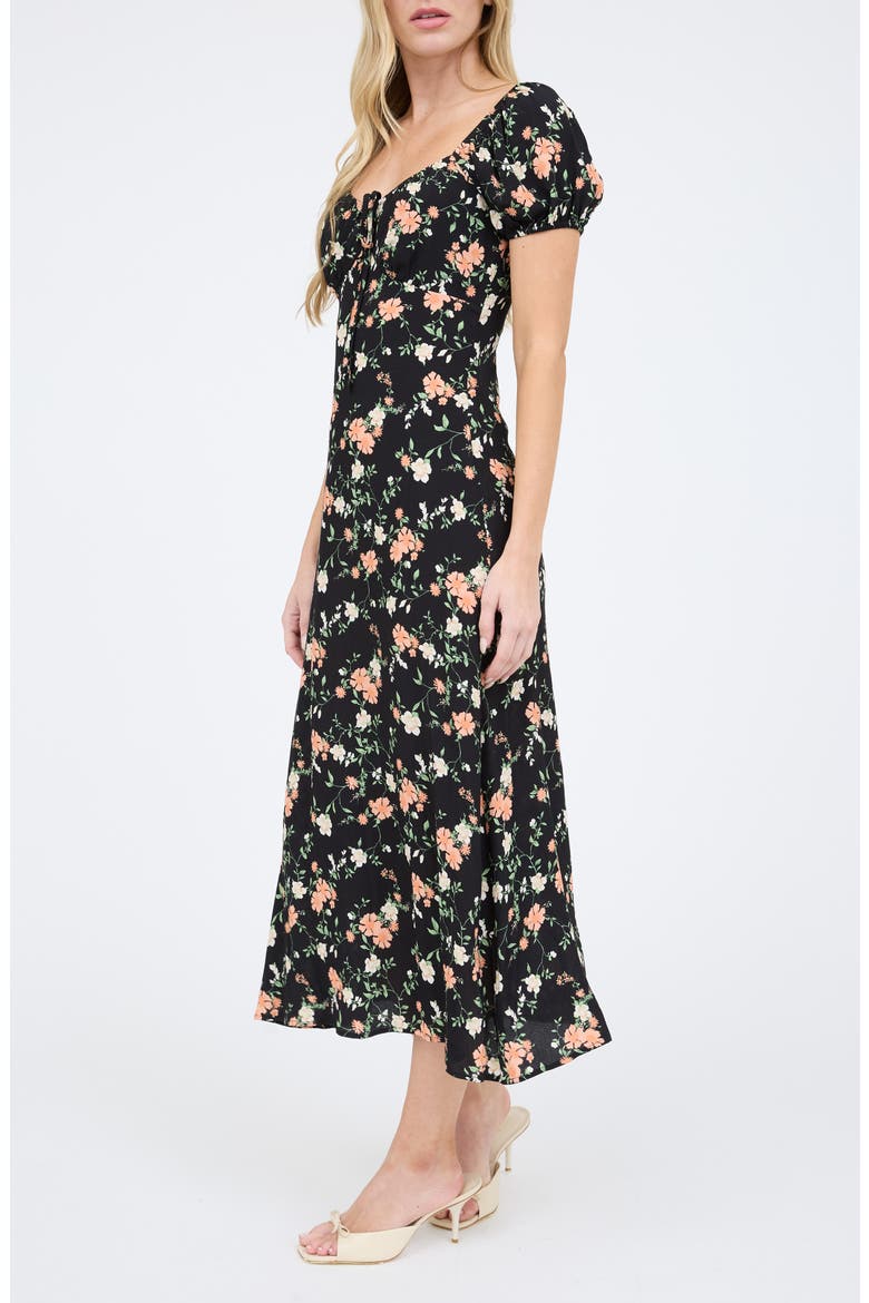 Floral Midi Dress, Alternate, color, BLACK MULTI