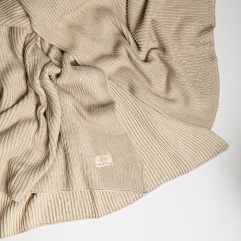Ribbed Organic Cotton Throw Blanket