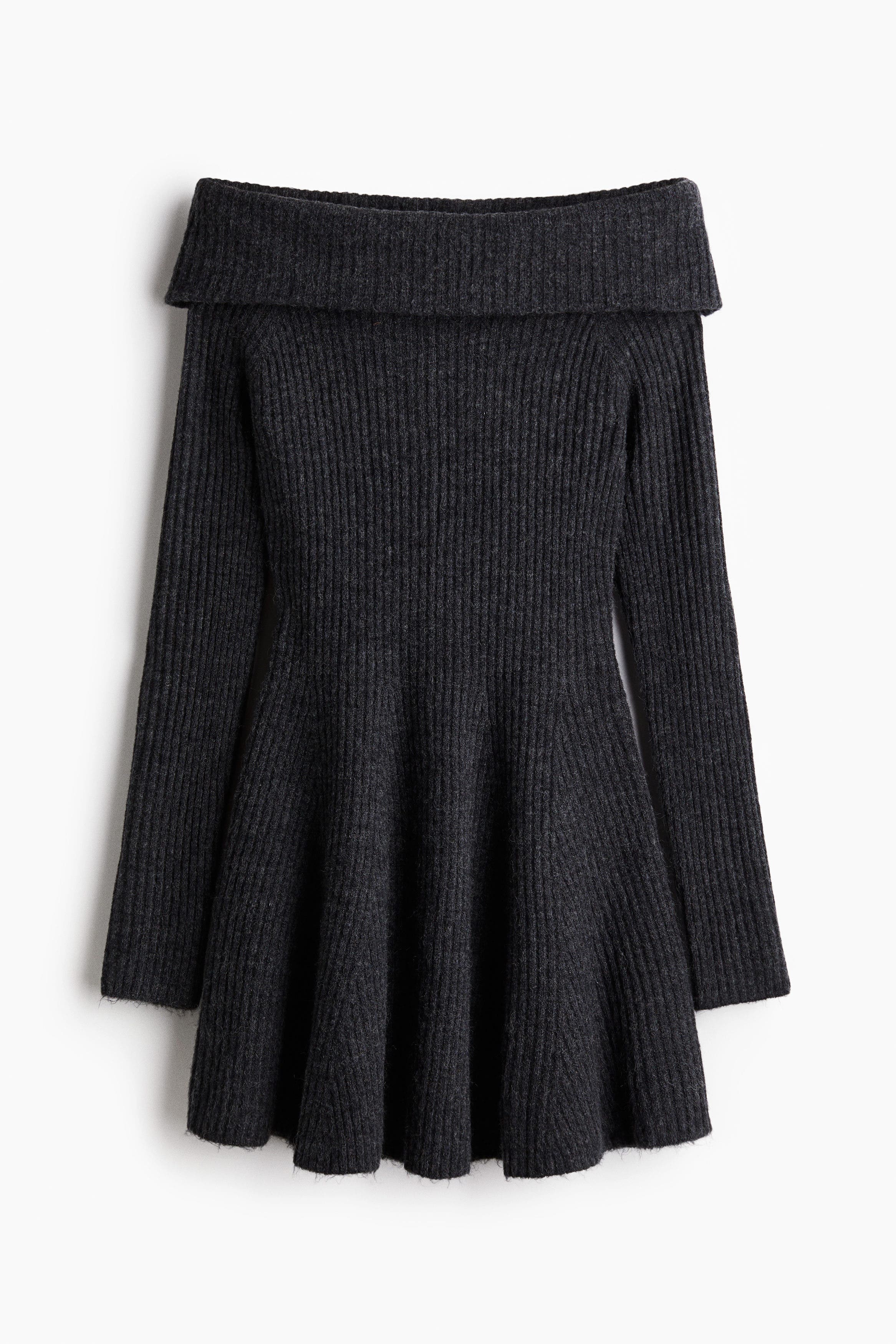 Rib-knit Off-the-shoulder Dress