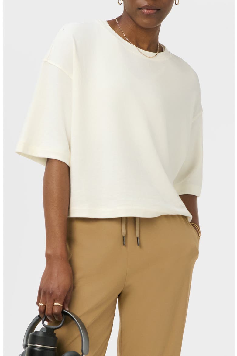After Class Short Sleeve Cotton Blend Sweatshirt, Main, color, DOVE WHITE