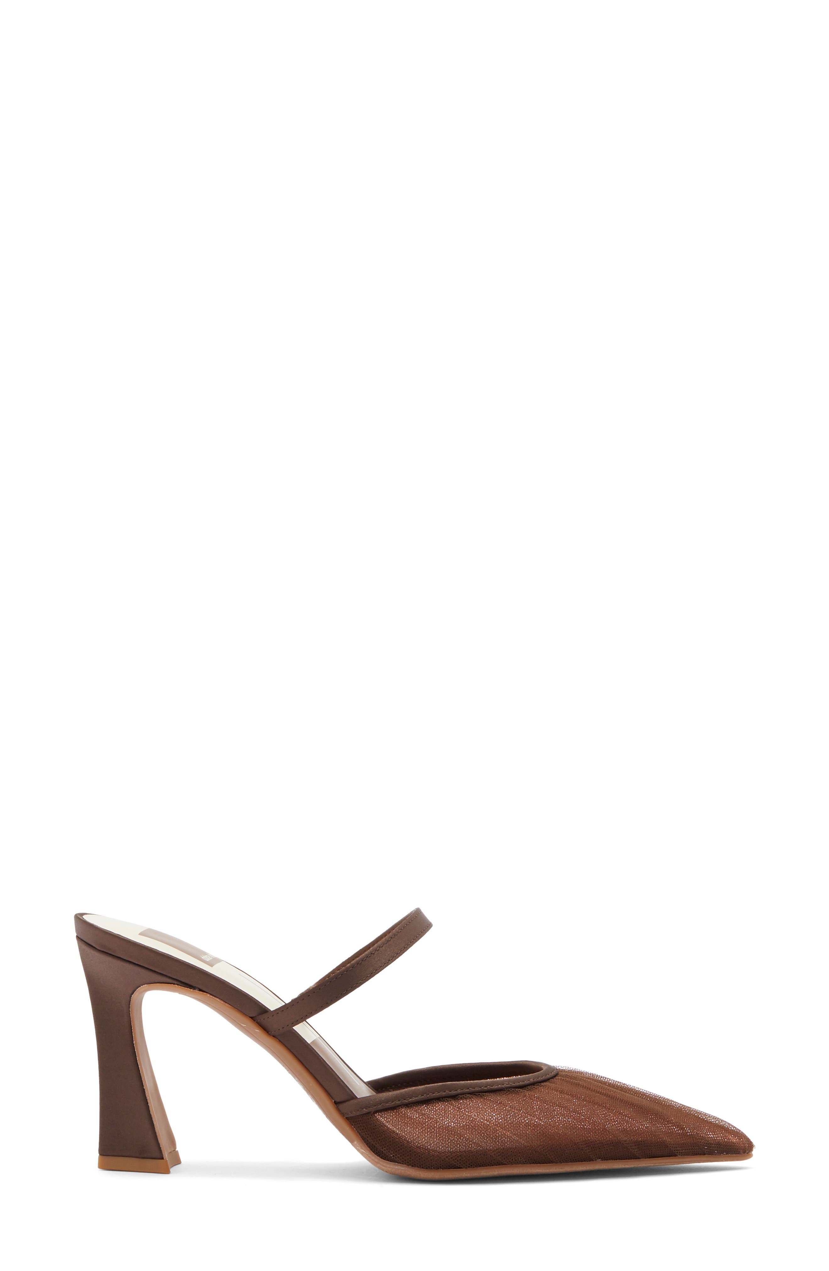 Noreen Pointed Toe Mule, Alternate, color, DARK BROWN TULLE