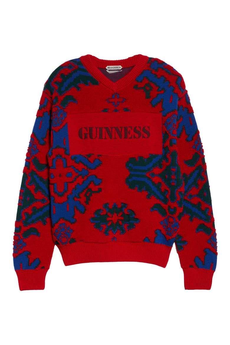 x Guinness Carpet Jacquard Wool Sweater, Alternate, color, RED