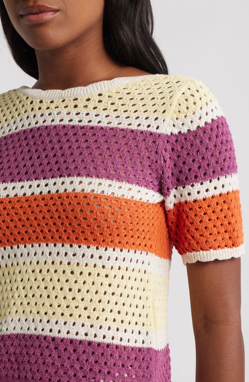 Vero Moda True Stripe Open Stitch Short Sleeve Sweater In Multi