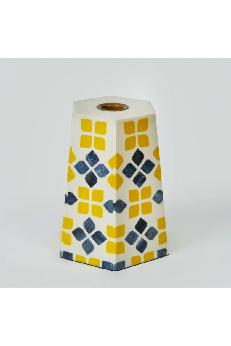 Marigold Mosaic Inlay Candleholder, Main, color, Marigold