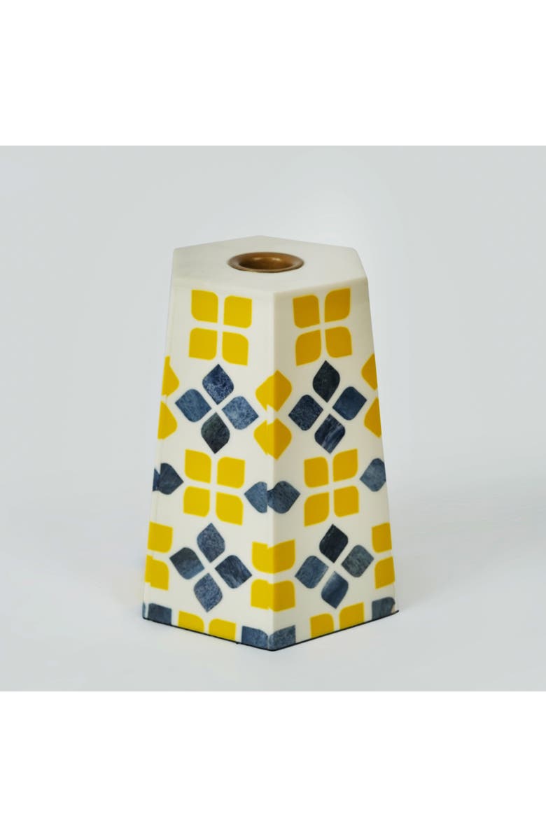 Mela Artisans Marigold Mosaic Inlay Candleholder, Main, color, Marigold