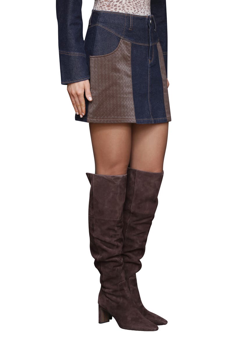 Combo Western Miniskirt, Alternate, color, RINSE/CHOCOLATE