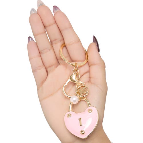 Juicy Couture Heart Lock Keychain In Pink