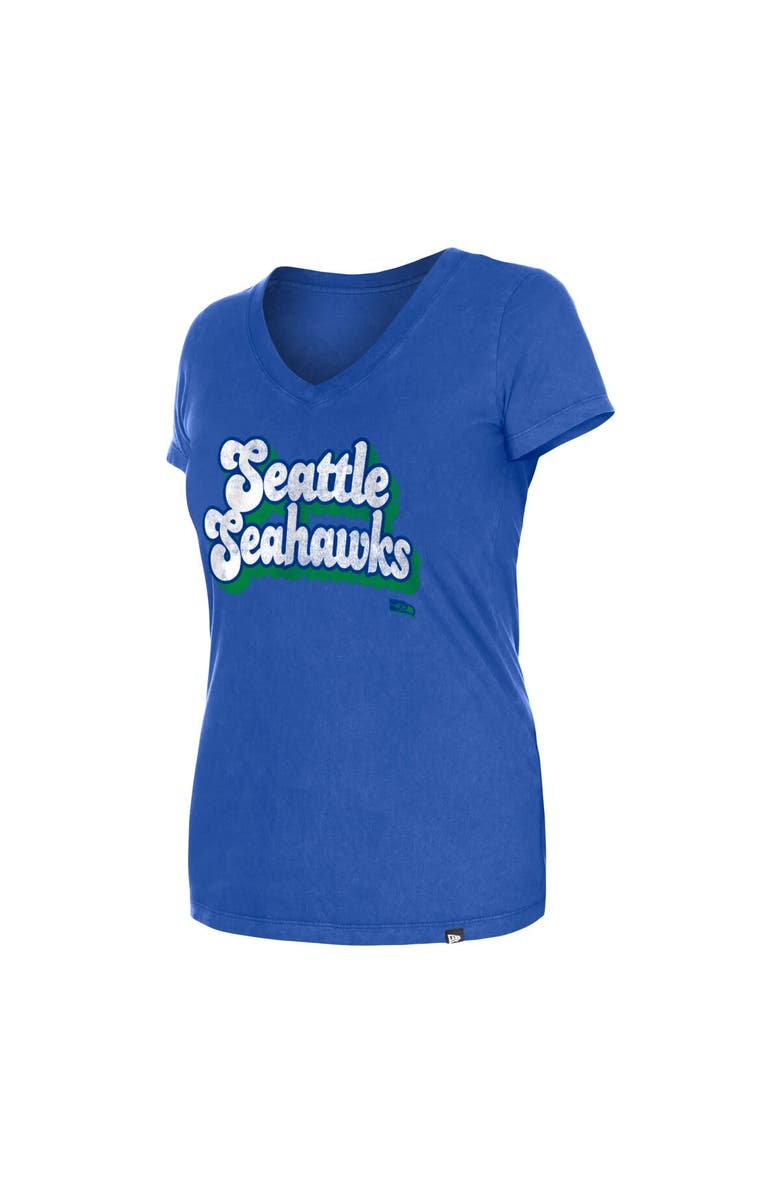 New Era Women's New Era Royal Seattle Seahawks Enzyme Wash Low V-Neck T-Shirt, Alternate, color, Royal