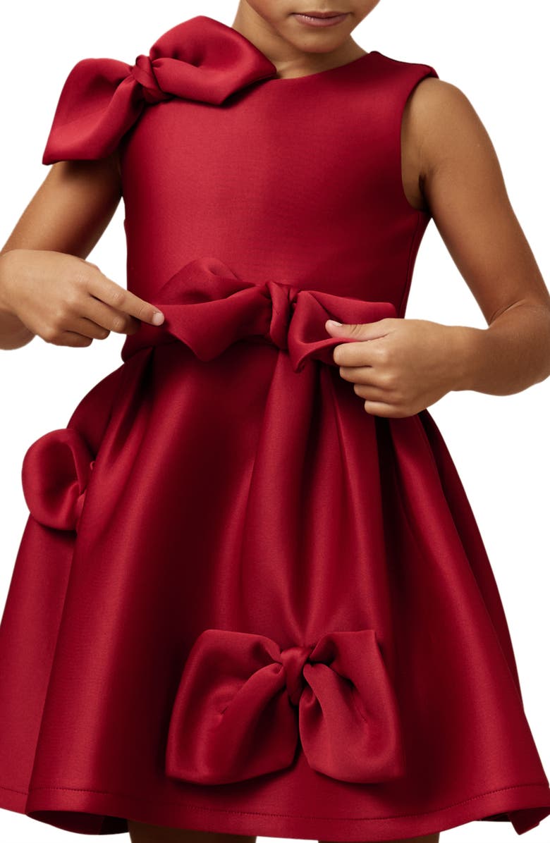 Reiss Kids' Bow Accent Sleeveless Party Dress, Alternate, color, Red