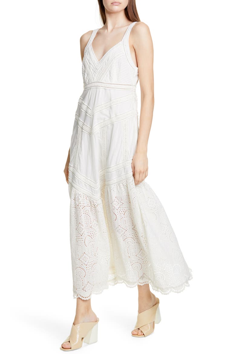 Agatha Eyelet Hem Dress, Alternate, color, MILK
