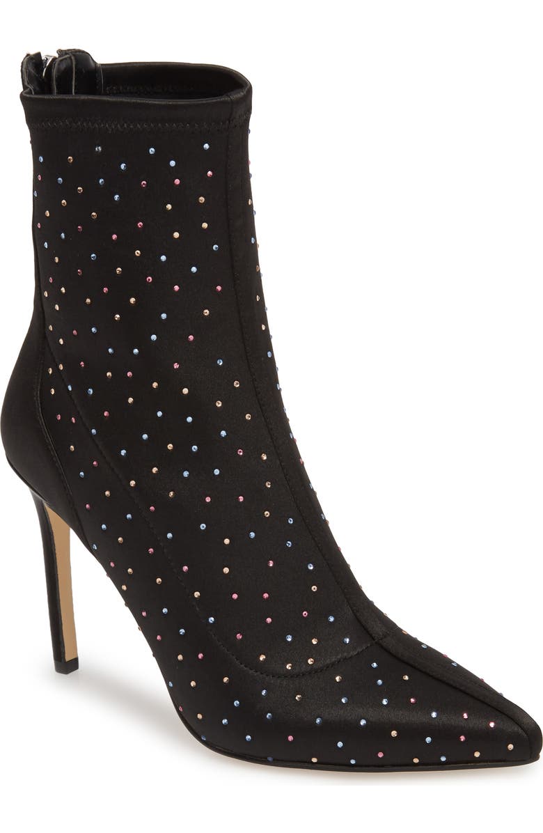 Jewel Badgley Mischka Margot Embellished Stretch Bootie, Main, color,