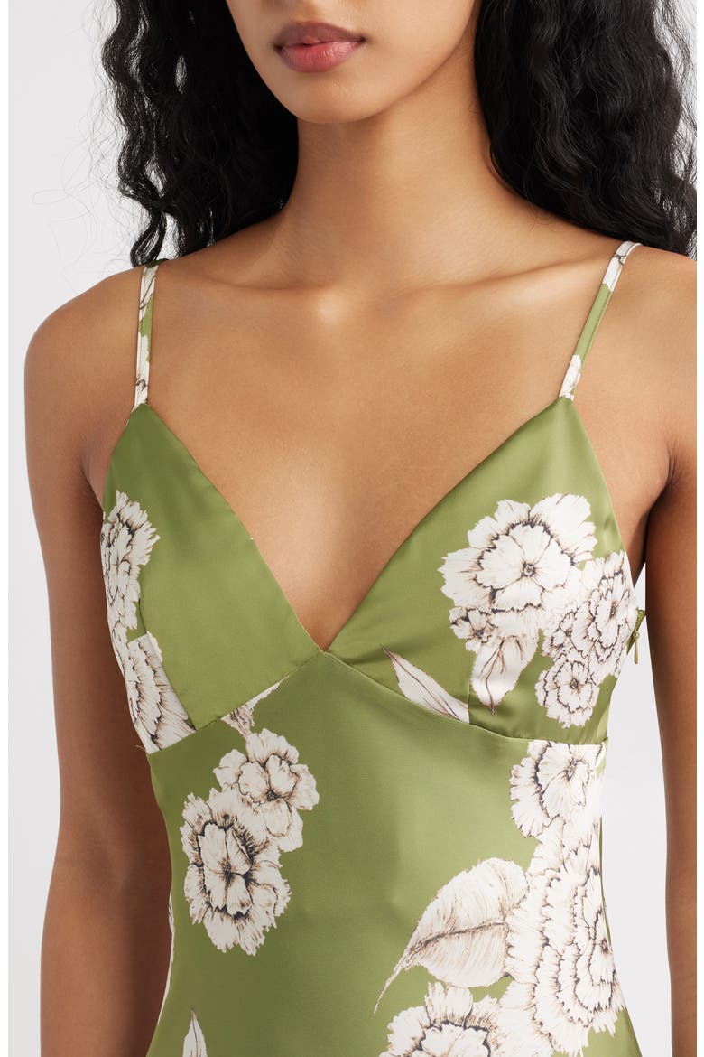 Carreta Floral Print Maxi Slipdress, Alternate, color, CHARTREUSE MULTI