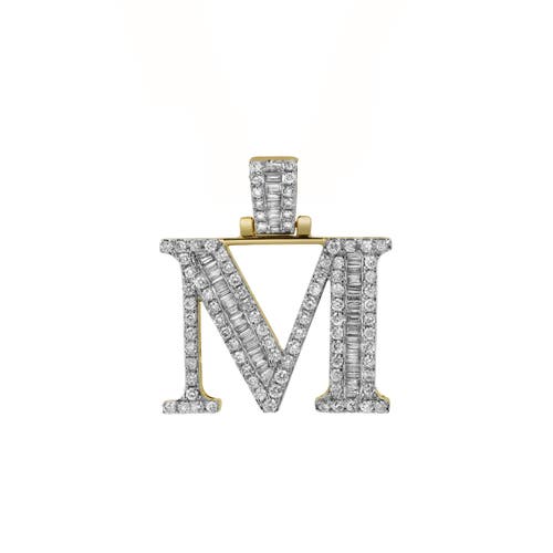 Luvmyjewelry M Initial Diamond Pendant 10k Yellow Gold In 10k Yellow Gold