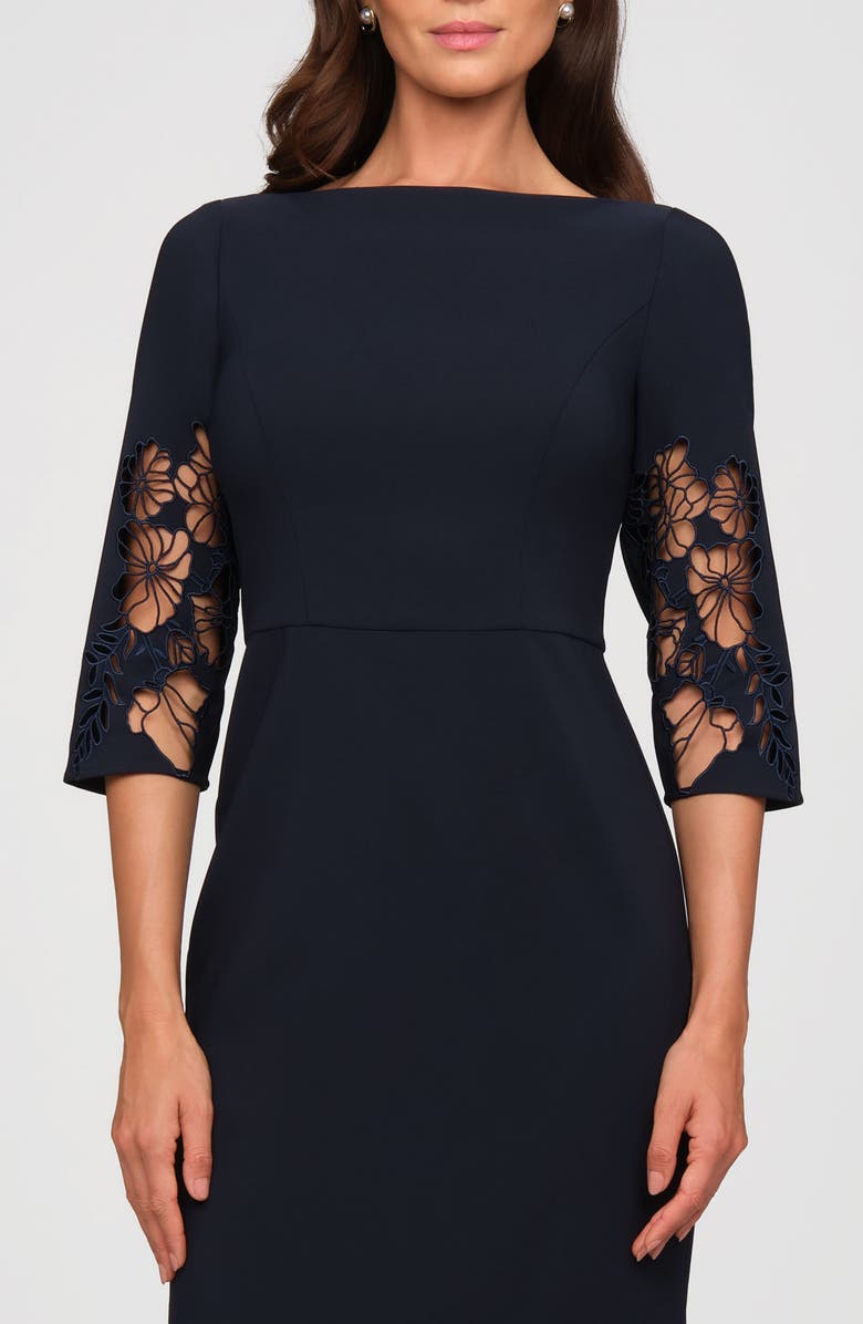 Kay Unger Vanna Lace Sheath Dress, Alternate, color, Night Sky