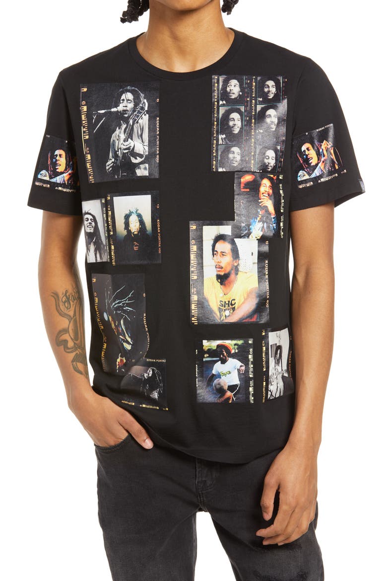 Bob Marley Men's Graphic Tee, Main, color, BLACK